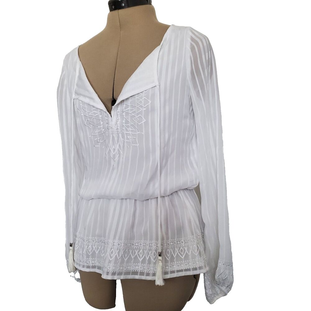 NEW White House Black Market Women's Blouse Size XS White Embroidered WHBM